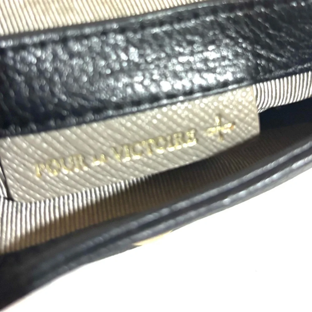 Pour La Victoire Black Crossbody Bag with Gold Chain